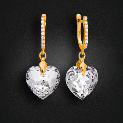 Серебряные серьги "Iemīlējusies Sirds III" с кристаллами Swarovski™